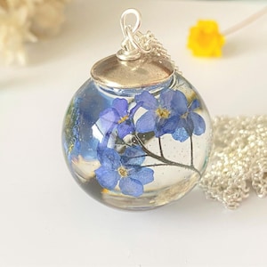 Forget me Not Necklace, Real Flower Necklace, Nature Inspired, Resin Necklace, Something Blue, Remembrance Necklace, Bridal Jewellery