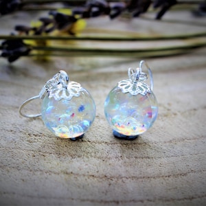 Fairy Earrings, Gift for Her, Bubble Earrings, Rainbow Bubbles, Magical Jewelry, Fairytale Jewelry, Resin Spheres, Birthday Gift image 7