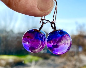 Stormy Sky Cloud Earrings, Purple Sunset Sky, Night Sky, Nature Inspired, Cloudy Skies, Gift for Her, Storm Clouds