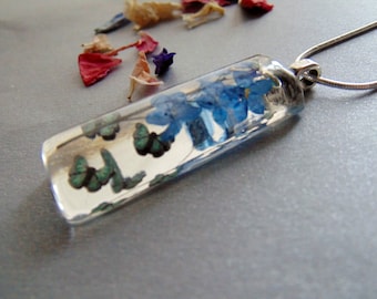 Forget Me Not Butterfly Necklace, Pressed Flower Pendant, Real Flower Jewelry, Christmas Gift, Gift for Her