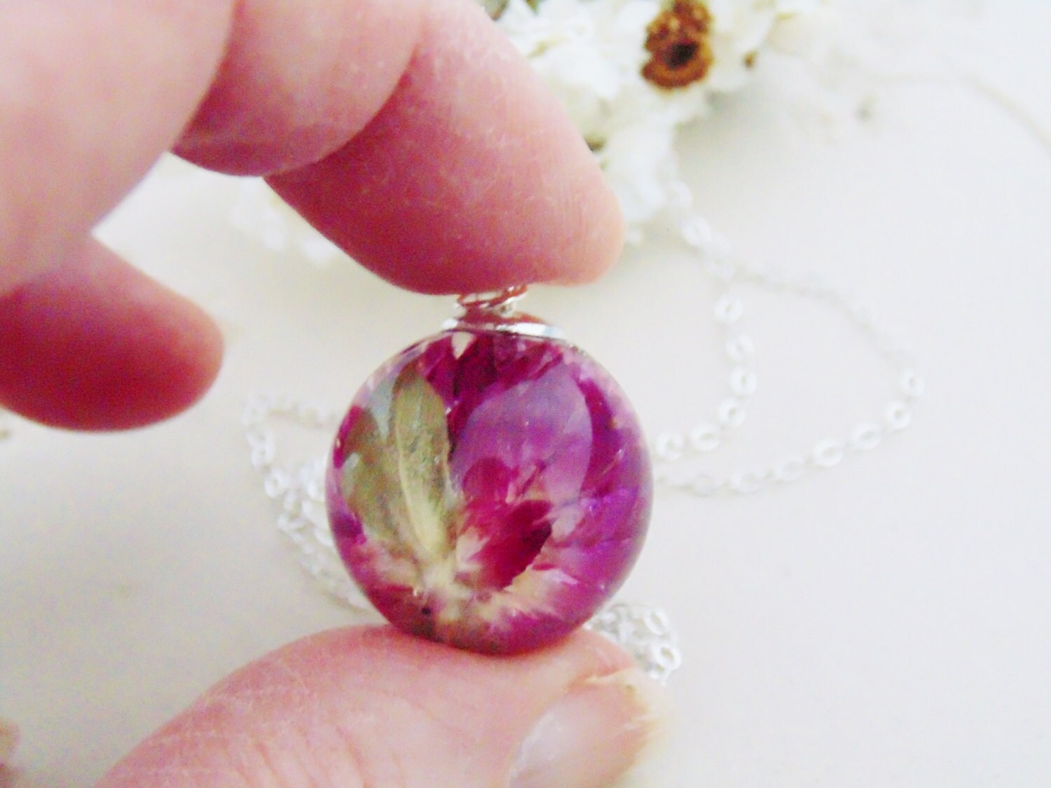 Clover Necklace Purple Clover Pendant Nature Jewelry - Etsy
