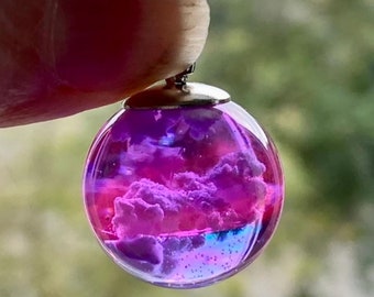 Cloud Resin Necklace, twilight sunset, Pink blue sky, Nature Inspired, Summer Skies, Night Sky