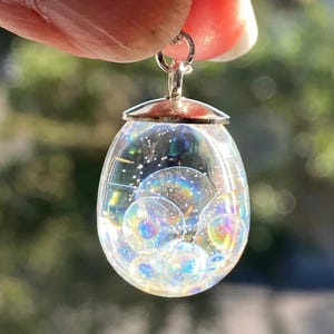 Fairy Bubble Teardrop Necklace, Magical Bubbles, Rainbow Jewellery, Gift for Daughter, Resin Jewellery
