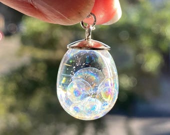 Fairy Bubble Teardrop Necklace, Magical Bubbles, Rainbow Jewellery
