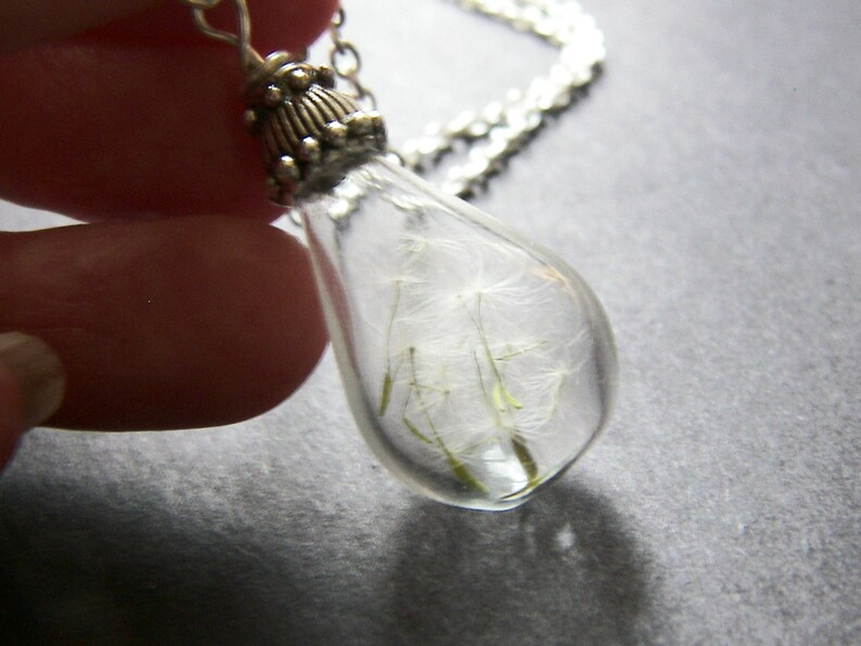 Dandelion Necklace, Hand Blown Glass Pendant, Fairy Necklace, Make a Wish, Bridesmaid Jewelry, Dandelion Jewelry, Handmade Jewellery image 4