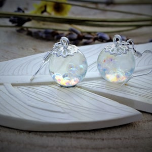 Fairy Earrings, Gift for Her, Bubble Earrings, Rainbow Bubbles, Magical Jewelry, Fairytale Jewelry, Resin Spheres, Birthday Gift image 8