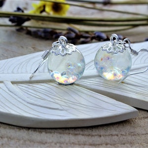 Fairy Earrings, Gift for Her, Bubble Earrings, Rainbow Bubbles, Magical Jewelry, Fairytale Jewelry, Resin Spheres, Birthday Gift image 4