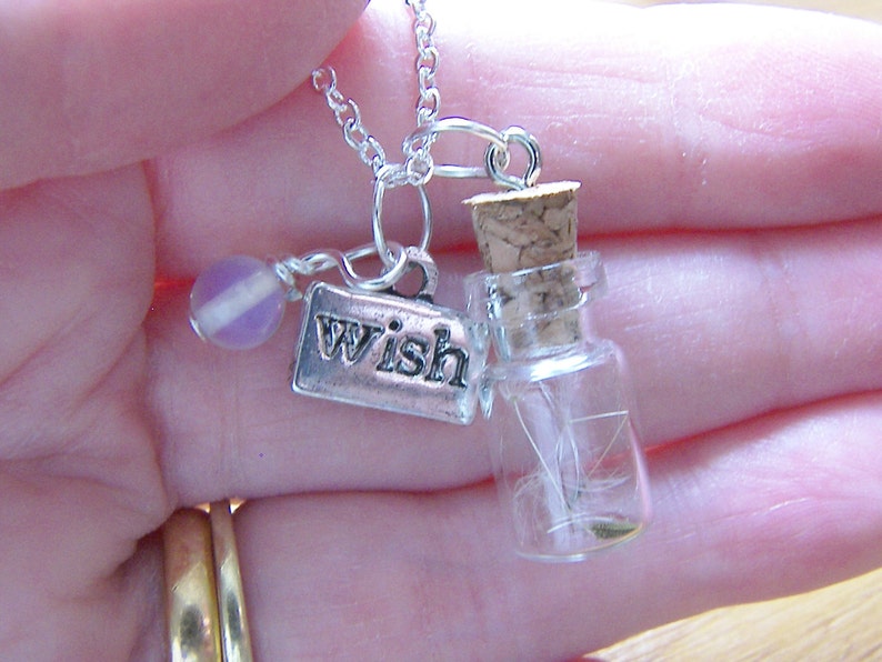 Glass Vial with Dandelion Seeds Charm Necklace Make a Wish Pendant, Holiday Gift, Jewelry for Women image 4