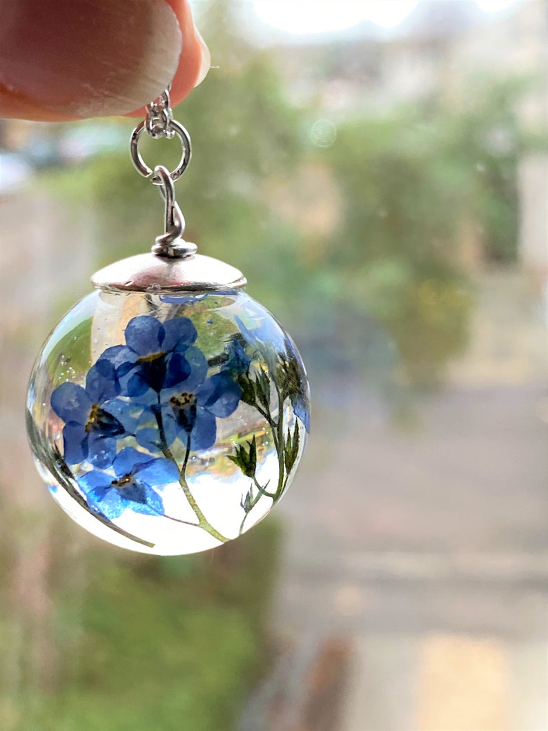 Forget me Not Necklace, Real Flower Necklace, Birthday Gift, Nature Inspired, Resin Necklace, Something Blue, Remembrance Necklace image 8