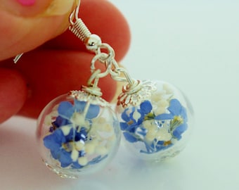 Forget me not Earrings, Flower Earrings, Bridal Wedding Bridesmaid, mothers day gift for Her, Wishes on the Wind