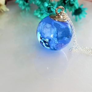 Blue Sky Cloud Resin Necklace, Fluffy White Clouds, Nature Gift for Her, Jewellery for Women, Valentines Gift image 3
