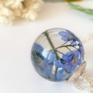 Forget me Not Necklace, Real Flower Necklace, Birthday Gift, Nature Inspired, Resin Necklace, Something Blue, Remembrance Necklace image 4
