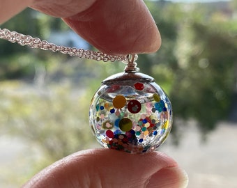 Snow Globe Necklace, Shaker Necklace, Fairy Bubble, Gift For Daughter, Bubble Necklace, Festive Gift