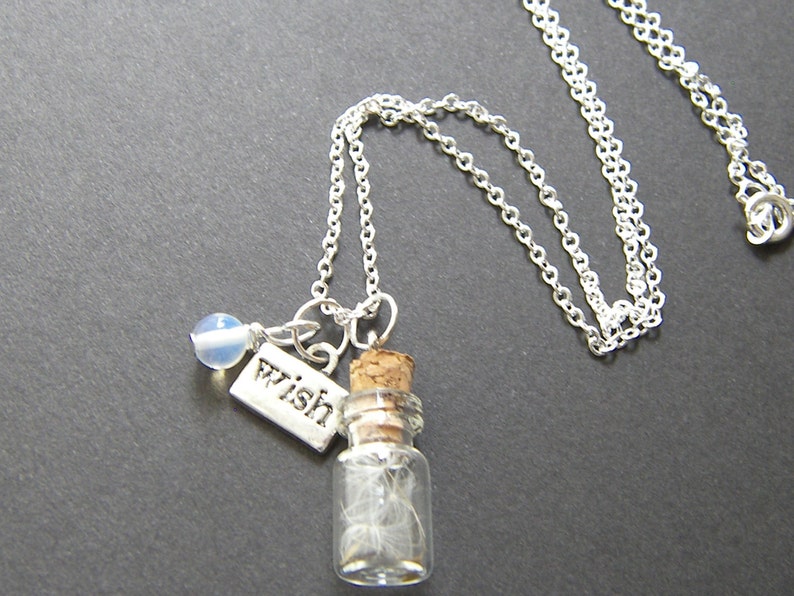 Glass Vial with Dandelion Seeds Charm Necklace Make a Wish Pendant, Holiday Gift, Jewelry for Women image 3