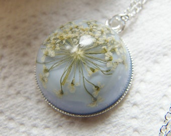 Snowflake Necklace, Winter Jewelry, Gift for Mom, Real Flower, Flower Jewelry,  Christmas Gift, Gift for Her, White Snowflake
