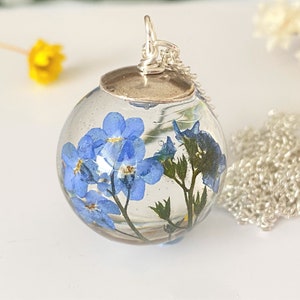 Forget me Not Necklace, Real Flower Necklace, Birthday Gift, Nature Inspired, Resin Necklace, Something Blue, Remembrance Necklace image 5