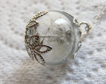 Paardebloemzaadketting, sterlingzilver, Make a Wish, natuursieraden