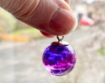 Stormy Sky Necklace,  Purple and Blue Storm Pendant, Option to Personalise, Nature Inspired Gift for Her, Personalised Gift