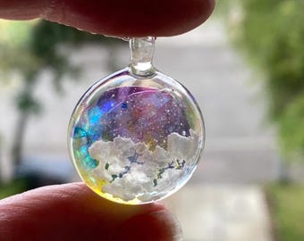 Sky Cloud Necklace, Aurora Borealis, Sunrise Necklace, Gift for Her, Resin Jewellery, Rainbow Jewelry, Twilight Necklace