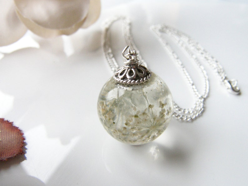 Real Flower Necklace Lace Flower White Snowflake Pressed - Etsy