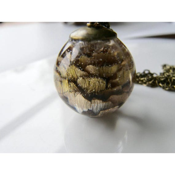 Pine Cone Resin Sphere Necklace, Eco Friendly Resin, Woodland Jewelry