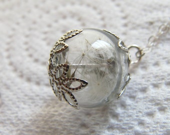 Dandelion Necklace, mothers day gift, Make a Wish, Fairy Necklace, Silver Necklace, Fairy Jewelry, Dandelion Jewelry