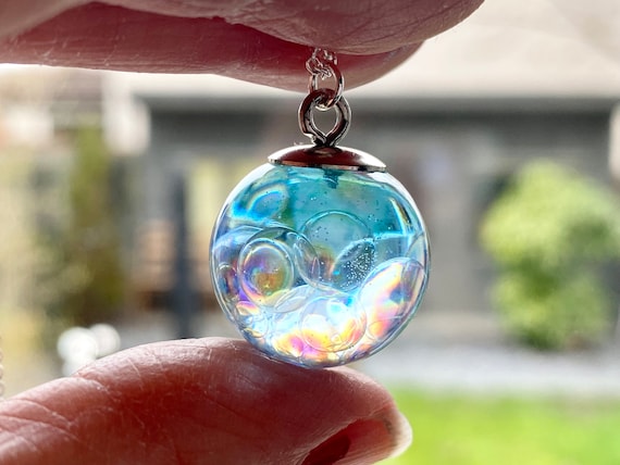 Ocean Bubble Necklace Fairy Jewelry Magical Necklace Mermaid Necklace Rainbow Orb Fairy Orb Gift for Daughter Etsy