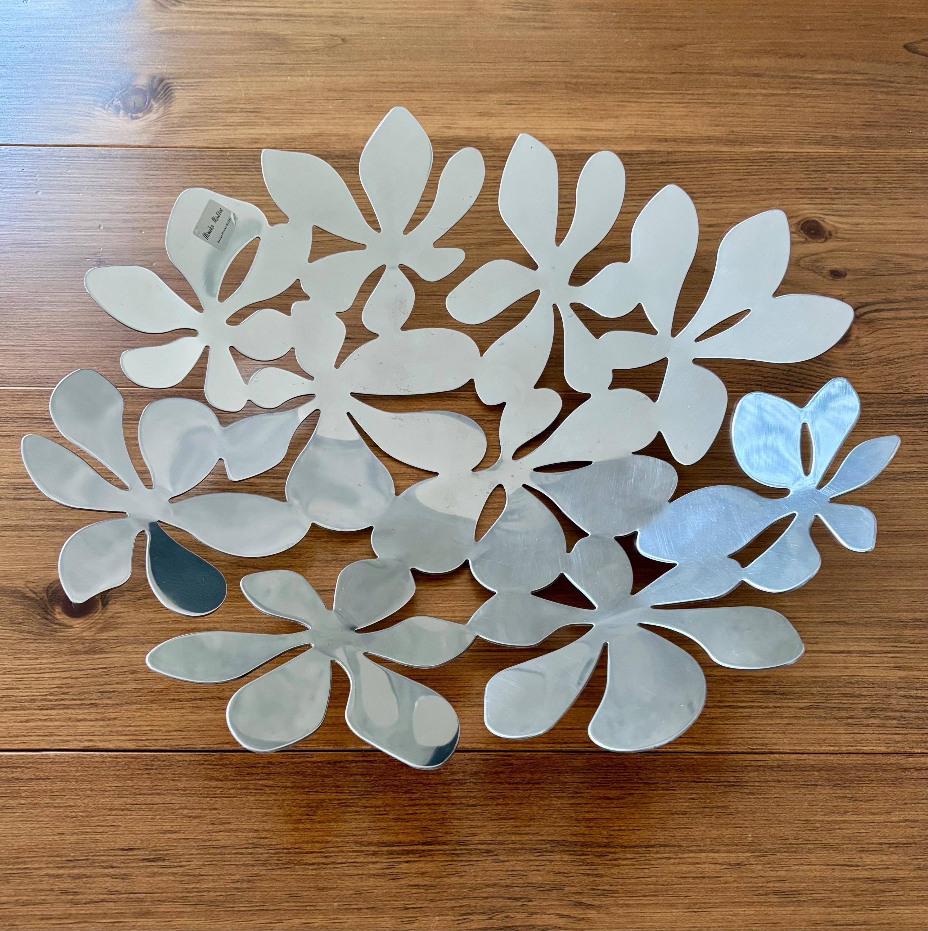 IKEA Stockholm Monika Mulder Basket, Silver Metal Floral Fruit
