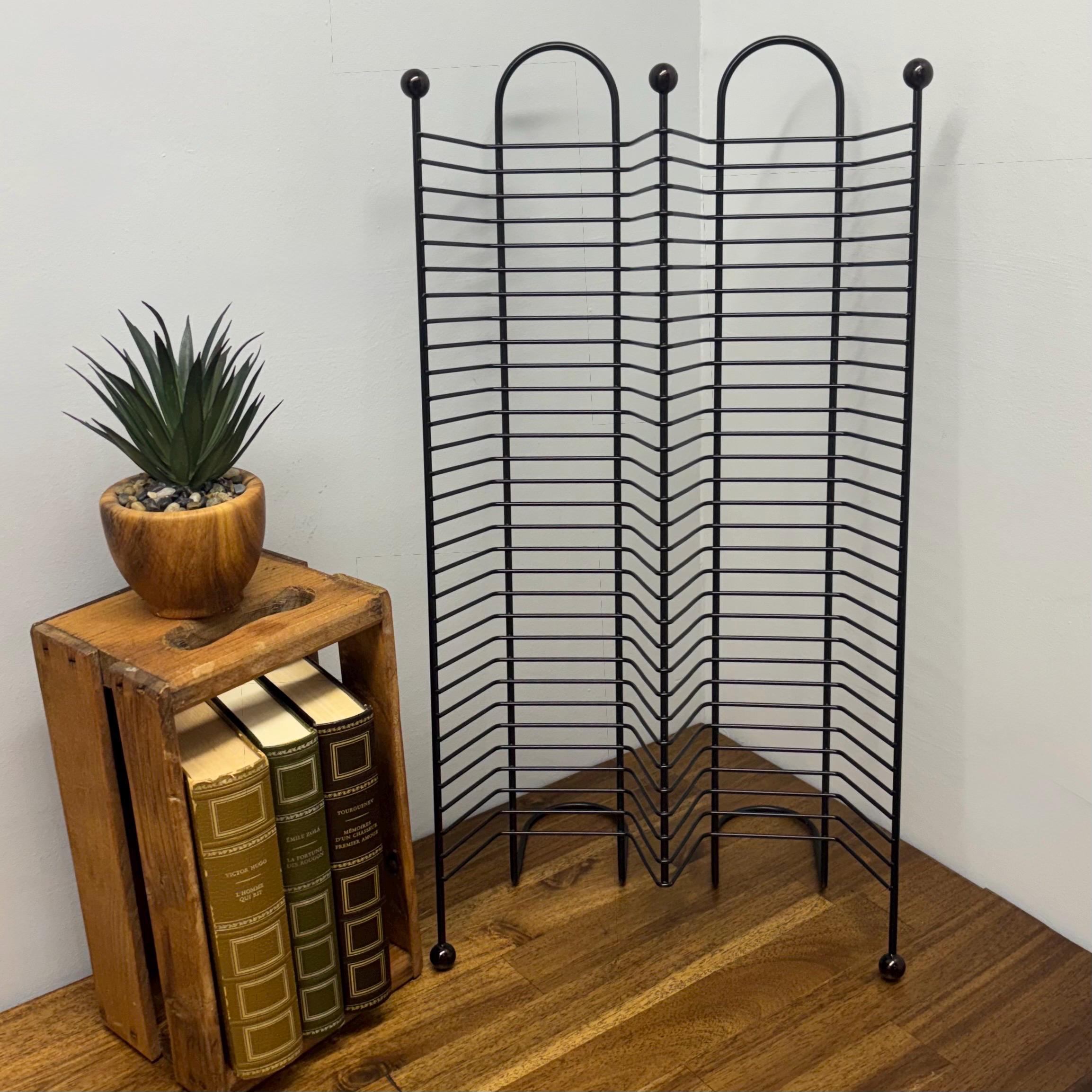 Double Black Metal CD Rack, 60 CD Storage Tower, Retro 90s Wired Stand ...