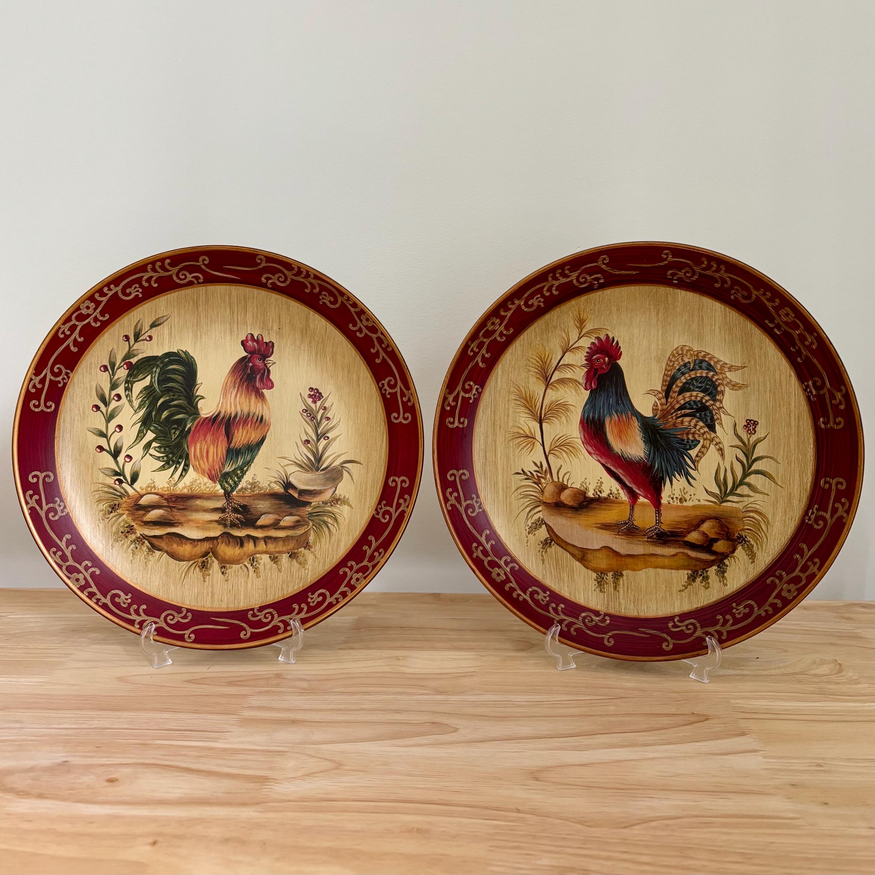 Ancienne Assiette Porcelaine - Bord Chantourné - Motif Coq - Signature à Définir