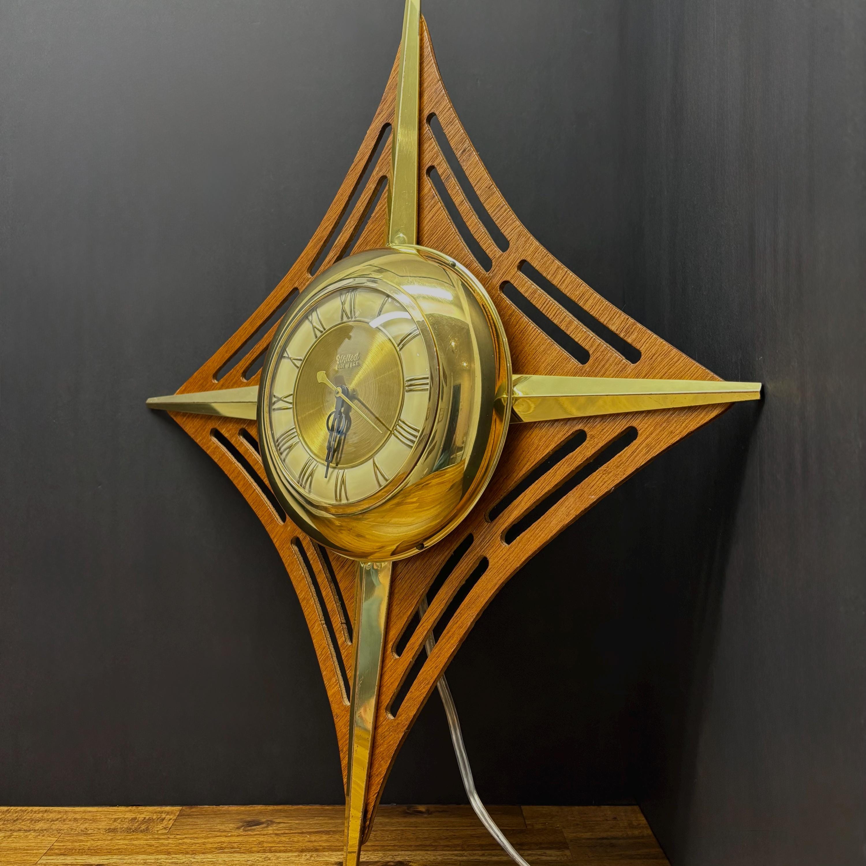 Starburst United Clock Model 86 Vintage 1950s, Mid Century Modern