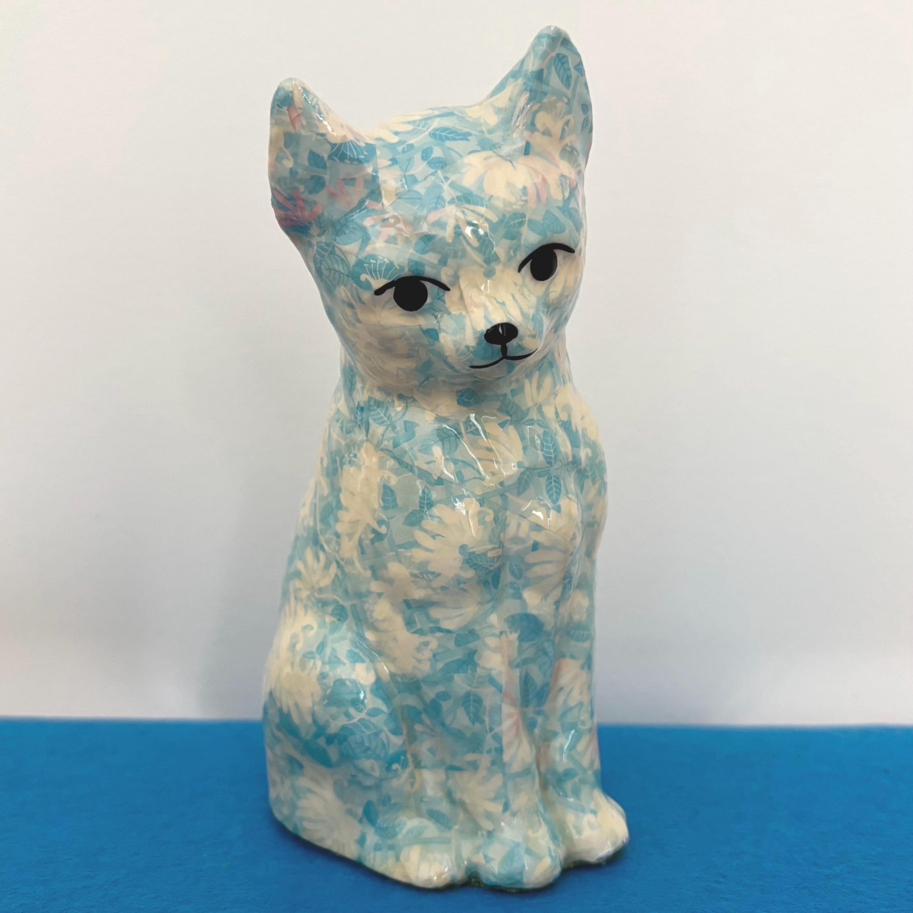 Statuette Chaton En Céramique - Décoration Collection - Multicolore - Occasion Bon état