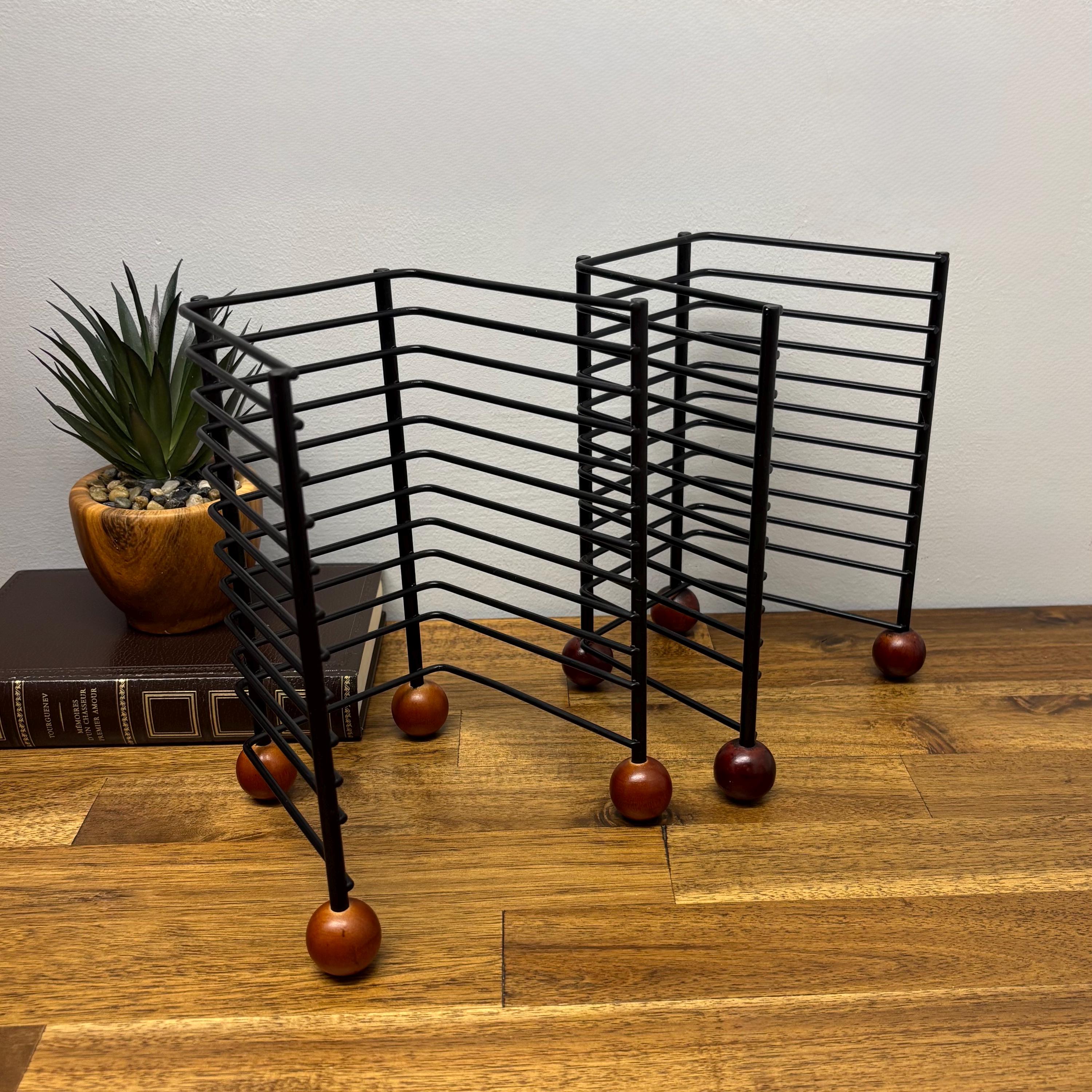 The Retro Rack Black Metal CD Rack With Wooden Legs, Retro 90s Music Storage, Compact ...