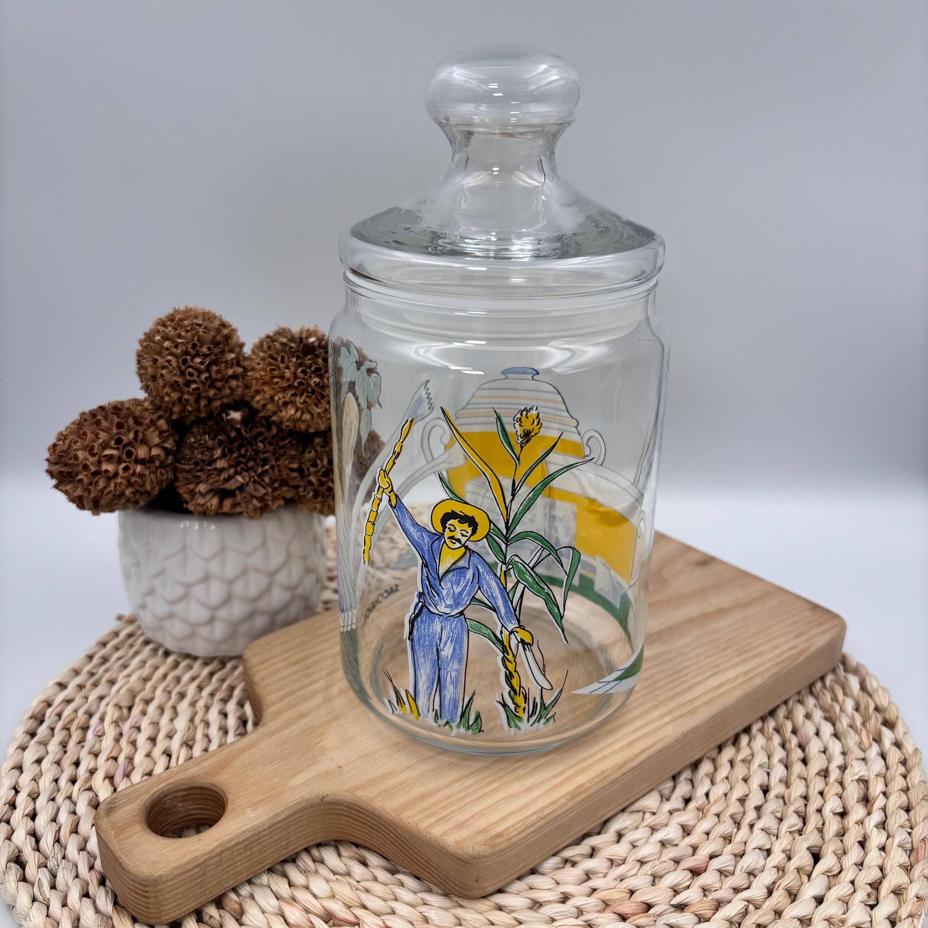 LUMINARC jam jar canister フランス　ガラスヴィンテージ Vintage Luminarc Saccharon Jar, Airtight Glass Container, Sugar