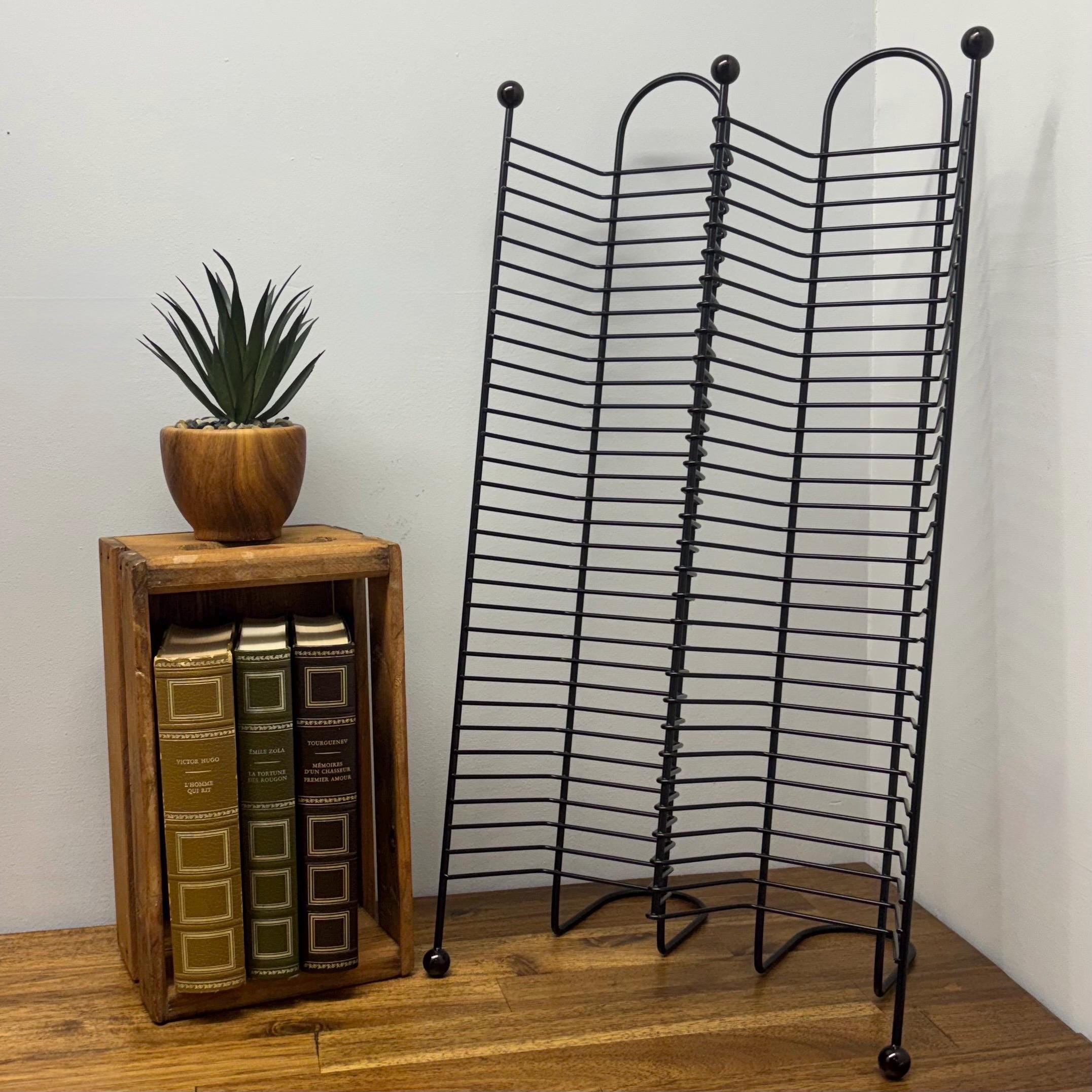 Double Black Metal CD Rack, 60 CD Storage Tower, Retro 90s Wired Stand ...