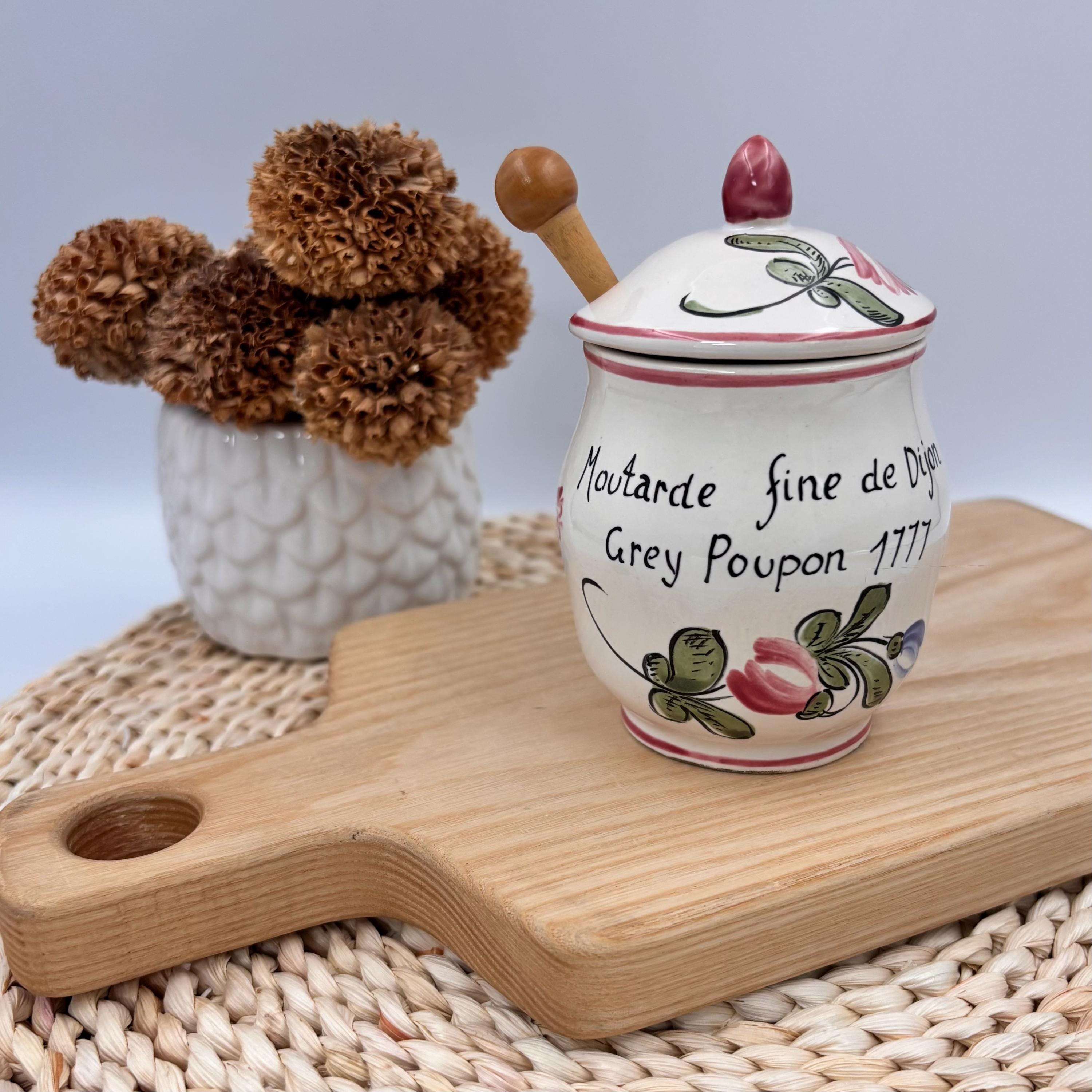 Vintage Grey Poupon 1777 Mustard Pot, Hand-painted French