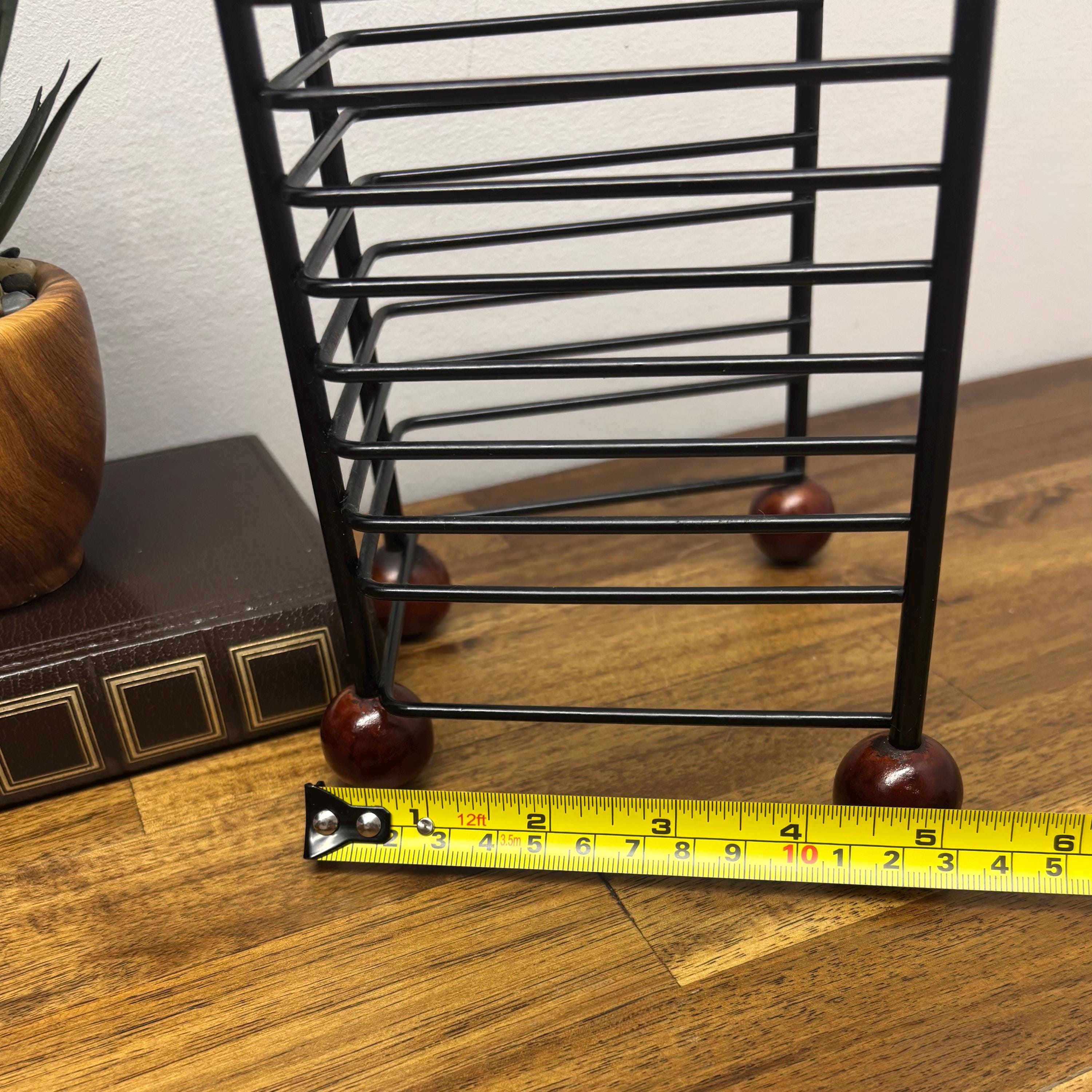 Black Metal CD Rack With Wooden Legs, Retro 90s Music Storage, Compact ...