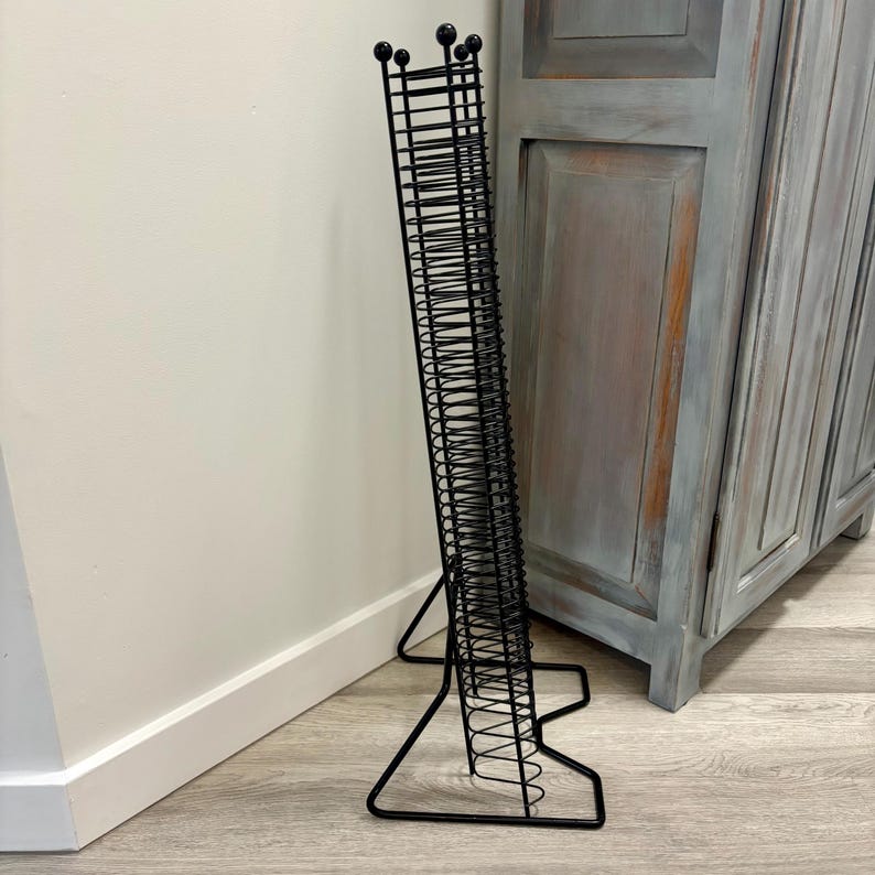 Vintage Black Metal CD Storage Tower – Vertical Stand for 96 Cds / 84