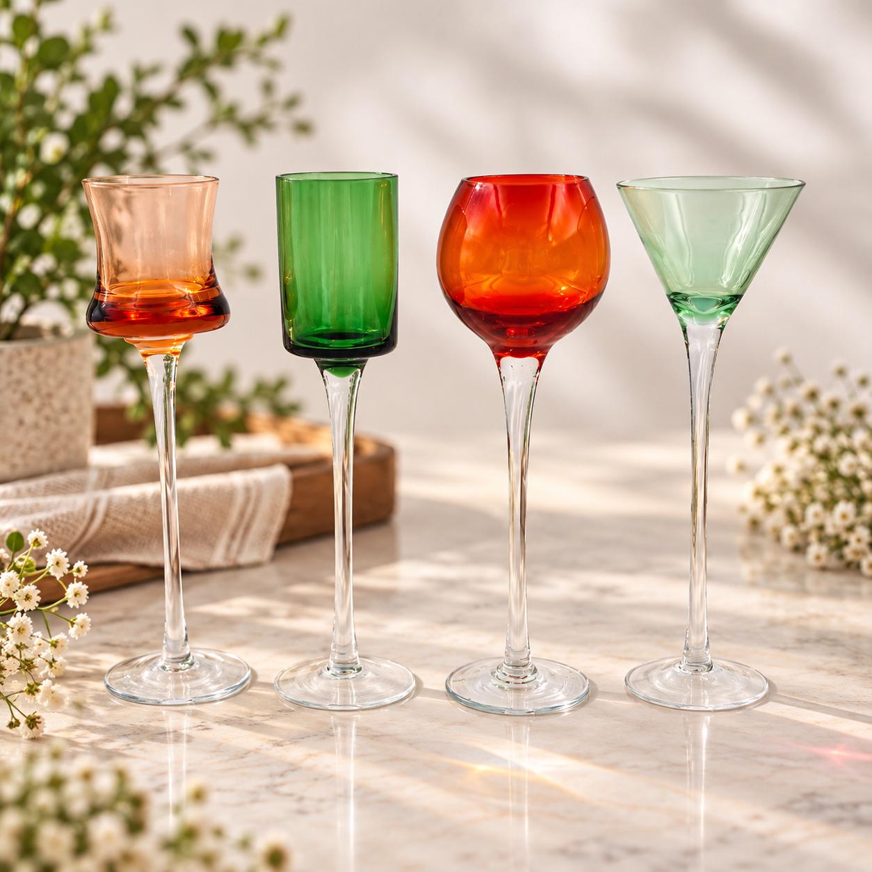 Vintage Long Stem Colored Cordial - Etsy