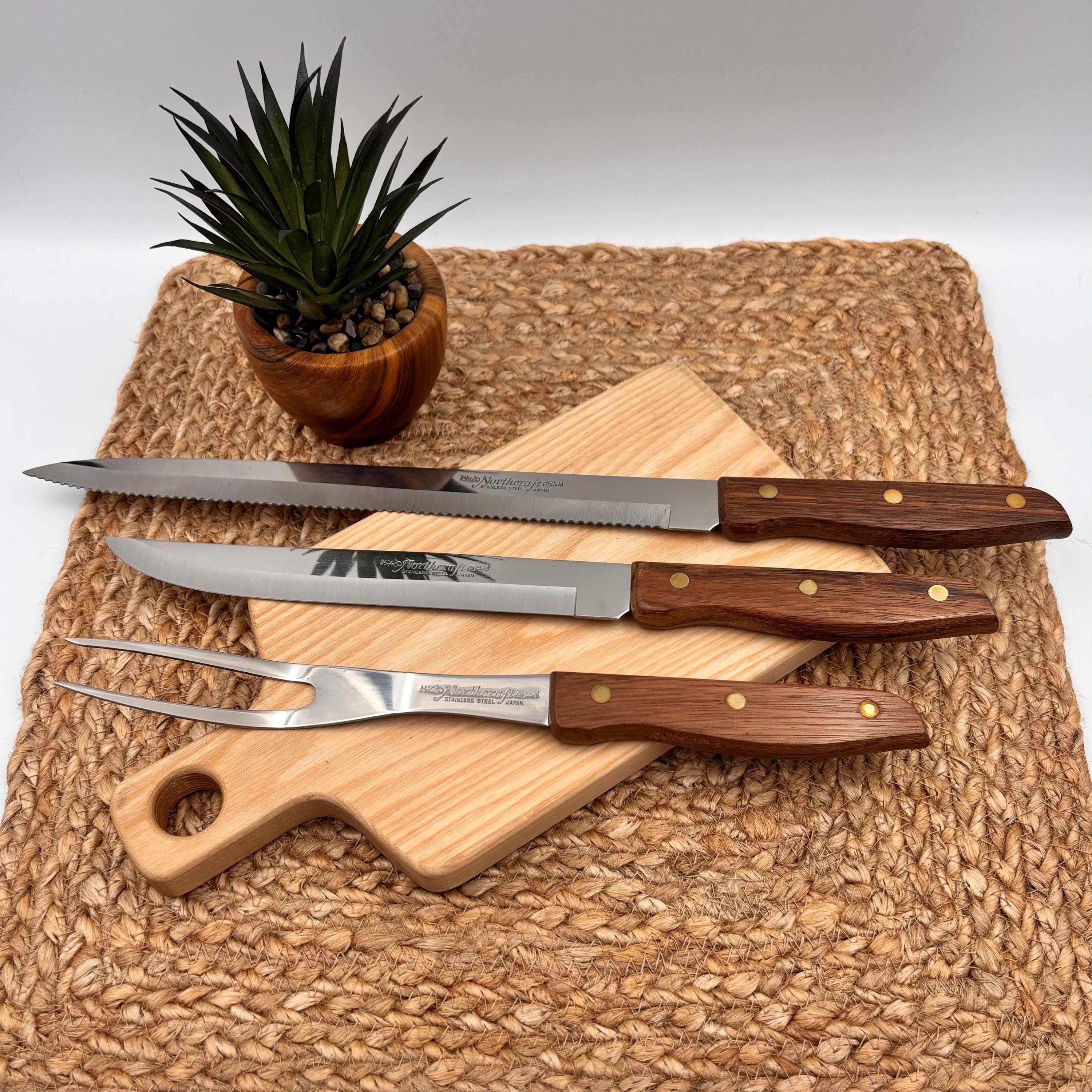 Vintage Northcraft Wellington Swords Knife Set, Japanese Carving