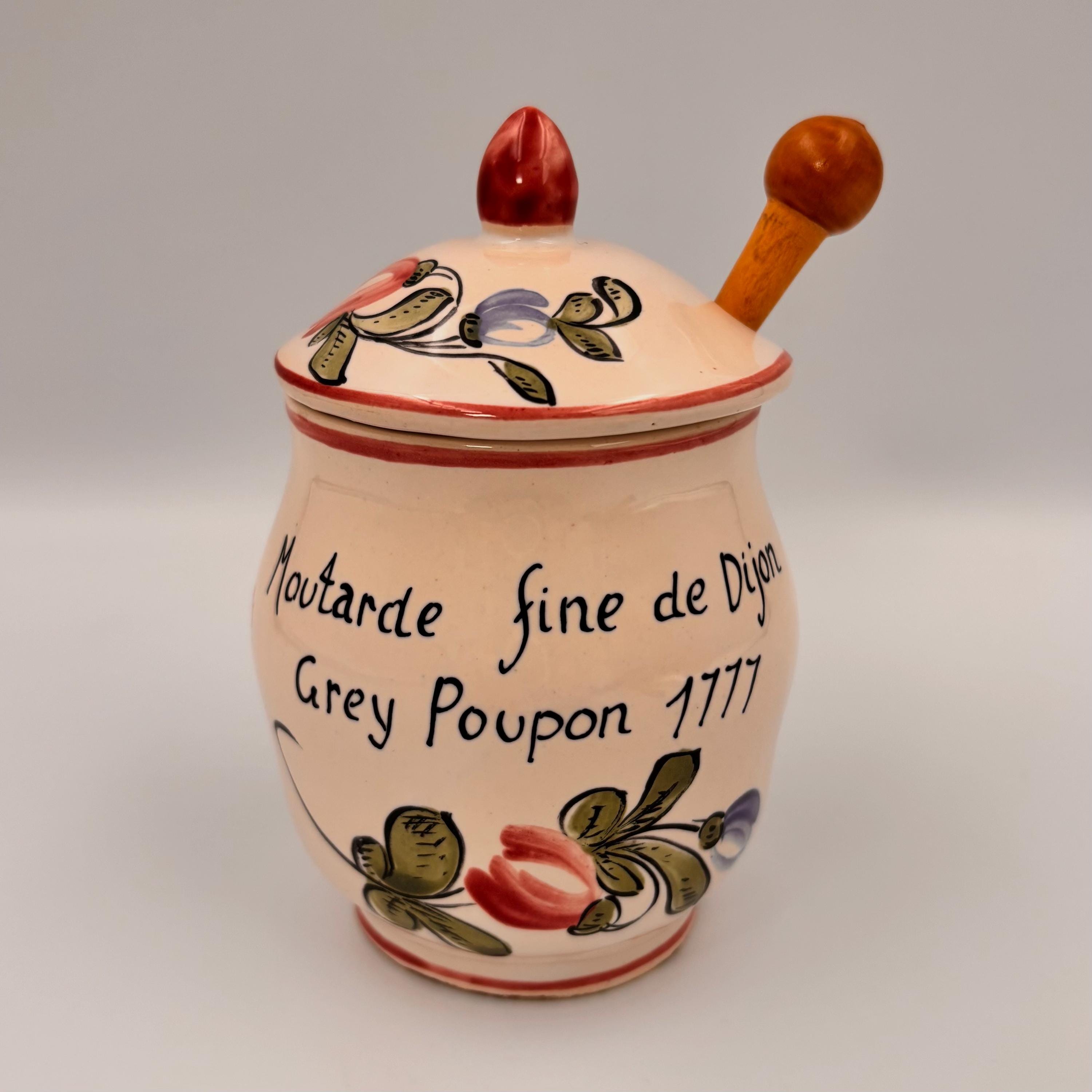 Vintage Grey Poupon 1777 Mustard Pot, Hand-painted French