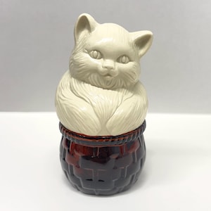 Vintage Avon cat perfume bottle, Kitten hideaway, Cat figurine, Retro decoration, Avon collection