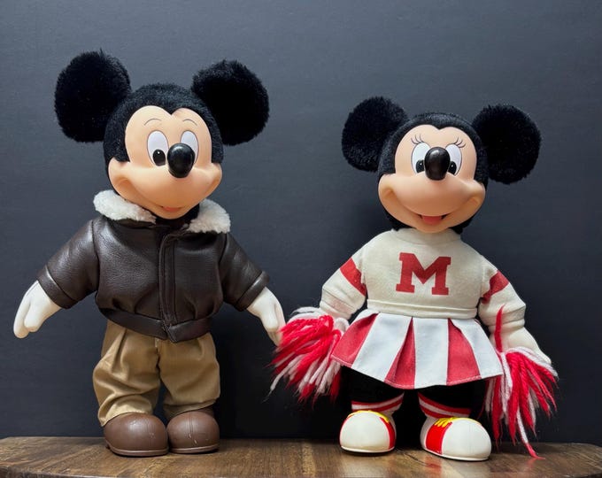 Vintage Disney Mickey and Minnie Mouse Applause Set, Rubber Face Dolls ...