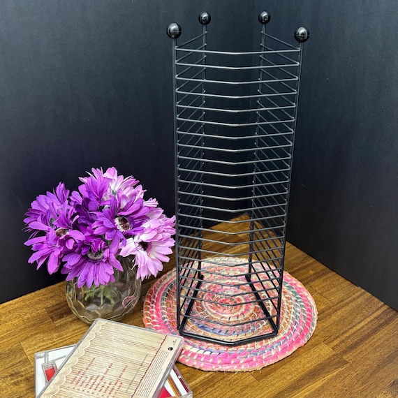 Large Black Metal Vintage CD Stand, 21-disc CD Holder, Retro