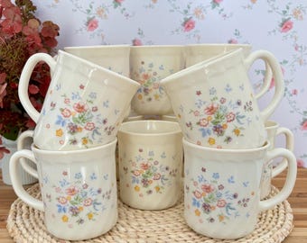 Arcopal vintage floral mug sold individually, opal glass, retro floral pattern, rustic kitchen, replacement mug set