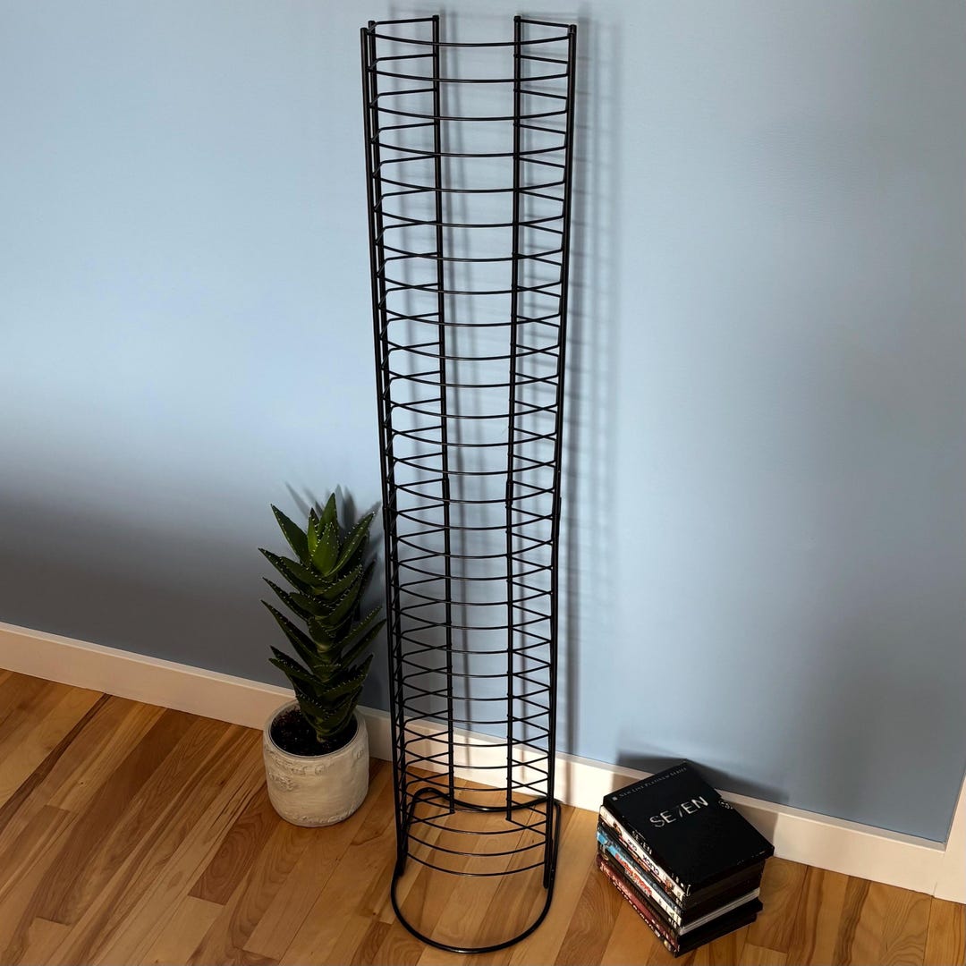 Dvd Rack Plastic Black Large Vertical Black Metal Rack for Dvds and Video Games, Sturdy ...