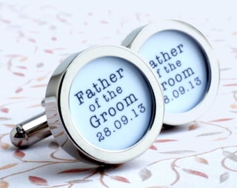 Custom Father of the Groom Cufflinks With Wedding Date - Custom Wedding Cufflinks