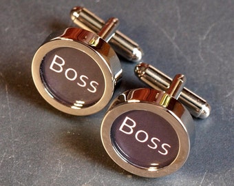 Boss Cufflinks, Boss Gift Men, Boss Day, Supervisor Gift, Great Boss Appreciation Gift, Retirement Gift Office Gift, Personalised Boss Gift