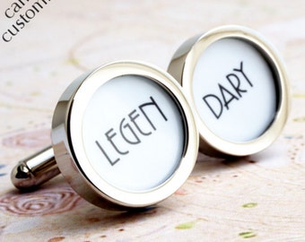 Legendary Cufflinks for Grooms, Weddings and Romance, Groom Cufflinks, Personalised Wedding Cufflinks PC587