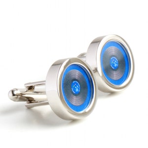 Vinyl Record Cufflinks, Blue DJ Cufflinks, DJ Gift, Music Record Gift, Music Gift, Record Player Accessories, Gift for Groom, Teacher Gift
